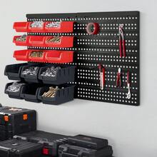 Wall Mounted Storage Bins Backboard DIY Stackable Workshop Storage For Tools Hardwares Crafts 64 X 41cm Plastic Bin Panel Rack With Screws For Tool Shed Garage Workshop - Red+Black - View 5