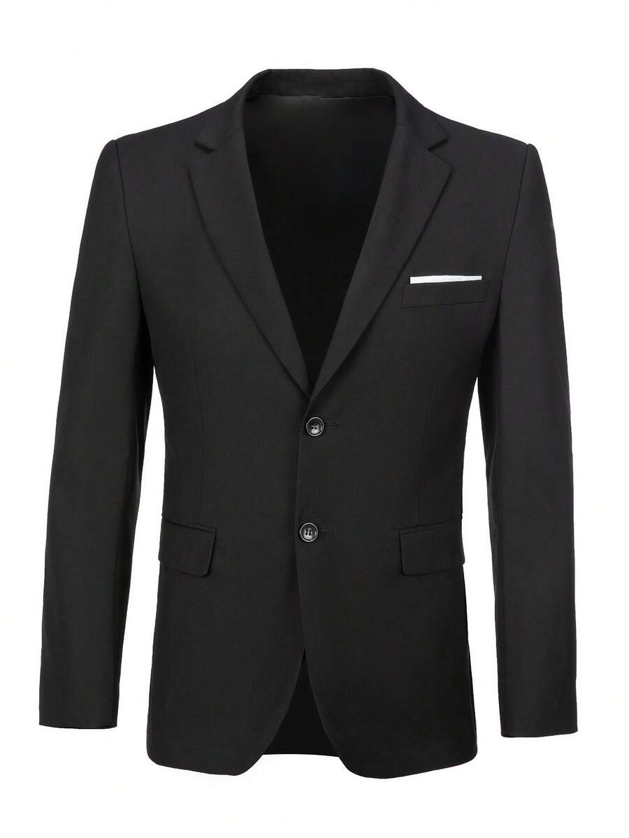 Men's Blazer Jacket Slim Fit Suit Coat Formal Business Casual Wedding Party Office Outfit Sizes XS-3XL (XS S M L XL 2XL 3XL) - 黑色 - 查看 1