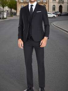 Men's Blazer Jacket Slim Fit Suit Coat Formal Business Casual Wedding Party Office Outfit Sizes XS-3XL (XS S M L XL 2XL 3XL) - 黑色 - 查看 5