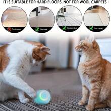 Juguete interactivo recargable por USB para gatos - Bola rodante inteligente con diseño espiral azul y blanco, seguimiento inteligente de movimiento para gatitos y gatos pequeños/medianos, material ABS, juguete interactivo para gatos, diseño de juguete, superficie suave.