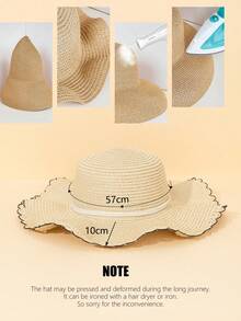 1 szt. Damski kapelusz ze słomy z muszli, zdobiony muszlą, boho, na lato, kokarda, turystyka na wakacje na plaży, kapelusz słomkowy z parasolem