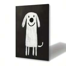 1张黑白狗狗帆布海报，无框，适合装饰客厅和卧室墙壁。送给她/他的完美节日礼物，墙面艺术装饰，适合房间装饰。无框 - 黑色 - 查看 4