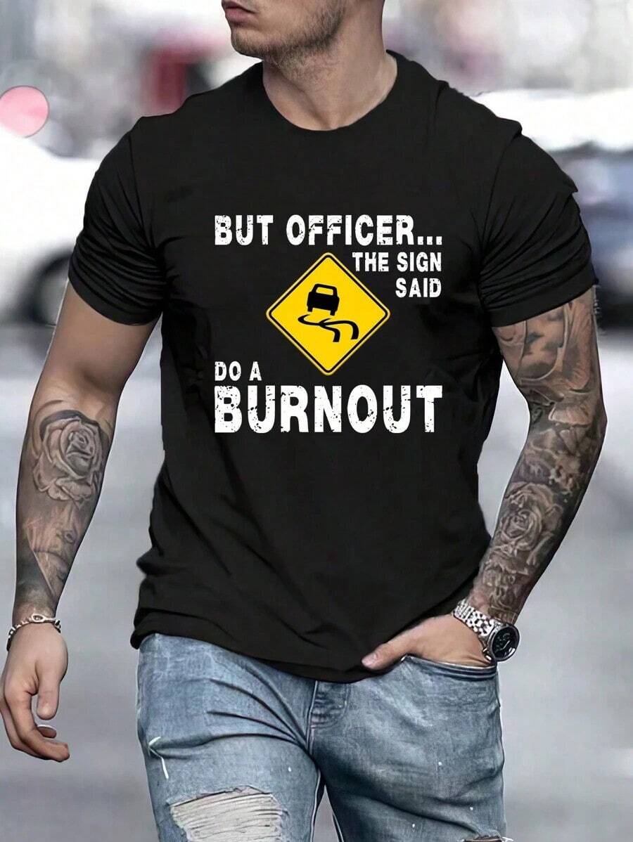 Printed Short-Sleeved T-Shirts For Men - 黑色 - 查看 1