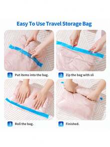 12 Packs Travel Compression Bags, Roll Up Space Saver Bags (6 Large+6 Medium), No Vacuum Needed Reusable Packing For Luggage, Suitcase, Backpack, Travel Essentials, Cream Travel Accessories Travel Bag Vacation Holiday Back To School School Stuff Packing Cubes Dorm Room Essentials College