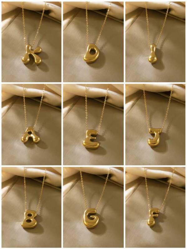 1pc Minimalist Alphabet A-Z Design Stainless Steel Pendant Necklace, Suitable For Women's Daily Wear Or Gift For Friends On Holidays