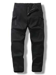 1-Pack Large Size Men's Pants Cargo Pants Men Black Trousers Overalls Hiking Sports Casual Pants Multi-Pocket Elastic Waist Adjustment Work Pants Middle-Aged And Elderly Can Wear Spring, Summer, Autumn And Winter Four Seasons Style Without Velvet - màu đen - Xem 1