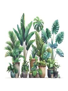 1pc Green Plant Turtle Back Leaf Potted Plant Bedroom Living Room Home Decoration Wall Sticker Window Sticker Glass Sticker Mural House Decoration Sticker Self-Adhesive