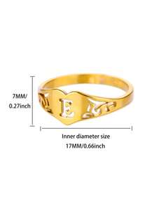 1PC Fashion Hollow Initial Letter Heart Rings For Women Gold Color Stainless Steel A-Z Letter Ring Aesthetic Wedding Jewelry Gift - Yellow Gold - View 44