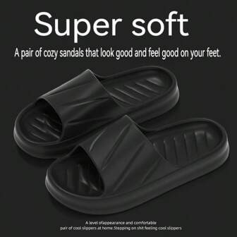 夏季女士复古柔软 EVA 黑白拖鞋防滑室内外露趾舒适拖鞋，带缓冲脚床，轻巧设计适合所有季节，适合家庭和休闲穿着，女士拖鞋，浴室拖鞋，女士拖鞋，旅行必需品，浴室配件，非常适合室内/室外使用。