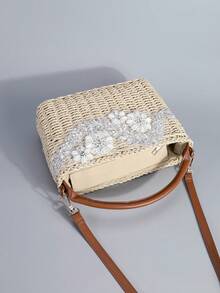 夏季新款时尚串珠绣花花手提包,女士时尚休闲草编沙滩包,海滩度假大容量单肩包,夏季轻便旅行必备草编斜挎包,适合度假、海滩、海边、游轮、约会、购物、送礼、节日、户外。 - 彩色 - 查看 7