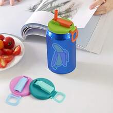 1个装带吸管的罐头盖硅胶防漏防尘罐头汽水盖防溢瓶盖创意杯盖