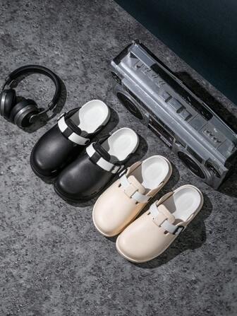 Thick-Sole Closed Toe Slippers, Casual Men's And Women's Outdoor/Indoor Sandals, EVA Anti-Slip Beach Slides, Summer