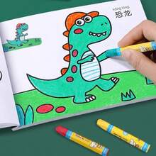 圣诞装饰儿童涂色画册2-3-4-6岁幼儿园启蒙书籍图画书12/24/36色蜡笔油画棒涂鸦涂色书培养孩子绘画天赋的好礼物