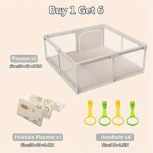 Uanlauo Baby Playpen With Mat, 59x59 Inches Extra Large Playpen For Babies And Toddlers, Indoor & Outdoor Activity Center, Safety Baby Fence With Gate