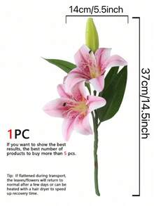 1件/3件/5件仿真花仿真植物装饰百合餐厅桌面书桌花瓶插花婚庆派对装饰仿真花花园插花仿真植物假花干花塑料花人造花