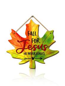 1 pièce / 120 pièces Plaque en bois décorative d'automne, pour Jésus, motif de feuilles d'érable d'automne. Couronne de porte, art mural, décoration d'automne pour la maison, la véranda, la porte pour l'Action de grâce. - Multicolore - Voir 5