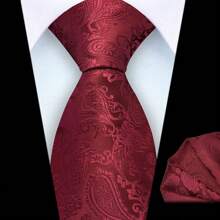 Set de 2 piezas que incluye corbata de 8cm de ancho con estampado de cachemir y flor y pañuelo a juego. Elegante accesorio de corbata de negocios de alta calidad para bodas, regalos familiares, Navidad o fiestas.