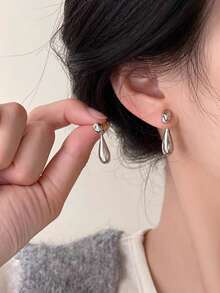 1 对简约优雅水滴形前后款耳环，适合女士，适合日常、通勤、轻商务、舞会、宴会、约会、派对、时尚高端装饰珠宝