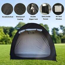 Portable Waterproof Bike Storage Shed Tent 2-4 Bicycles Durable Outdoor Shelter - 黑色 - 查看 6