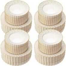 Ivory Plastic Plates With Gold Rim Heavy Duty Disposable Plates For Dessert, Appetizer, Holiday, Wedding, Party(80 Pcs,Ivory) - Multicolor - View 1
