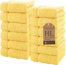 Luxury Cotton Washcloths 13x13 Inch - Large Hotel Spa Bathroom Face Towel | 12 Pack | Yellow - 黃色 - 查看 1