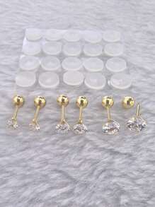 26Pcs/Set 3/4/5mm Stainless Steel 3 Pairs Of Size Round Zirconia CZ Cartilage Piercing Earring+20 Piercing Healing Discs Soft Flat Spacer Washer Anti Hyperplasia Anti-Sagging For Body Piercing For Women Men Fashion Geometric Piercing Earrings Y2K Jewelry Gift