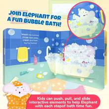 beartale 一套儿童推拉滑梯互动游戏书，大象泡泡浴互动书，培养良好沐浴习惯，探索性忙碌书，早教玩具，生动插图忙碌书，教育玩具，互动书 - 彩色 - 查看 9