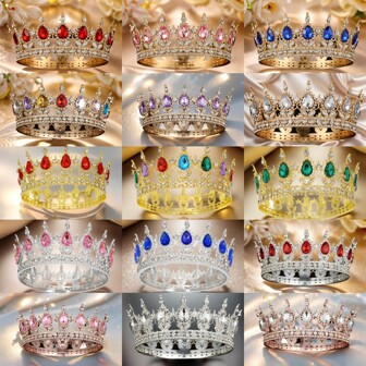 1pc/2pcs Multi-Color Bridal Crown Costume Headwear, Crystal Headband Princess-Style Wedding Headwear, Women's Festival Party Costume Headwear, Suitable For Various Occasions Such As Birthdays And Halloween.