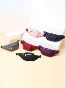 1 New Women's Waist Bag, Customizable Name Nylon Material, Embroidery, Thickened And Wear-Resistant, Zipper Closure, Multi-Layer Design, Simple And Lightweight, Casual And Fashionable, Cute Large Capacity Women's Crossbody Chest Bag, Suitable For Sports