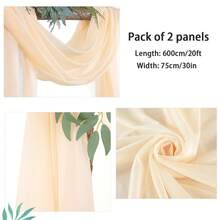 2 件婚礼拱门垂坠面料，75X600CM/2.5X20FT 香槟色透明雪纺拱门垂坠，婚礼派对新娘送礼会装饰房间装饰用品，户外超长装饰垂坠，适用于派对仪式天花板窗帘背景，适用于透明网状窗帘、纱布桌旗、桌布、楼梯围栏装饰、椅背装饰 - 香檳色 - 查看 3