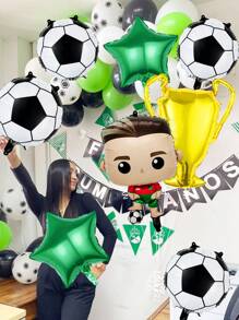 8 件套足球生日派对气球套装，包括 18 英寸铝箔足球气球、绿色五角星气球、金色奖杯气球，适用于足球比赛、生日派对装饰、足球主题派对、家居装饰、摄影道具、足球比赛道具 - 彩色 - 查看 6