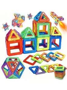 84PCS/56PCS Children's Magnetic Building Block Toys, Strong Magnetic Large Particles, Assembly, STEM Early Education, Intellectual Development, Boys And Girls' Birthday Gifts
