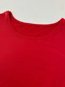 Plus Size Women's Dress Flower Print Short Sleeve Dress Daily Seasons - 紅色 - 查看 4