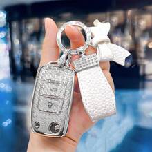 Car Key Fod Cover Shell Case With Keychain For For VW For Magotan For Golf 4 3 5 6 For MK6 For Passat For Touran For Bora For Tiguan For Jetta For Lavida For Skoda For Octavia Key Bag Car Key Remote Case