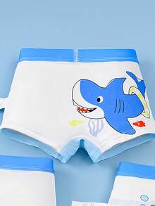 4pcs Boys' Comfortable Soft Breathable Cartoon Shark Print Shorts, Underwear For Kids - Multicolor - View 4