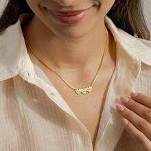 Custom Heart Necklace With Names, Personalized Family Necklace, Box Chain Necklace, Mother's Day Gift, Mom Necklace, Christmas Gift For Her Mother's Day Gifts,Gold,Stylish - Multicolor - View 5