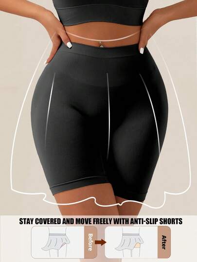 1 件无缝紧身短裤防暴露中腰收腹内裤女士短款 Licra 骑行短裤内裤束腰平腹内衣减肥塑身内裤