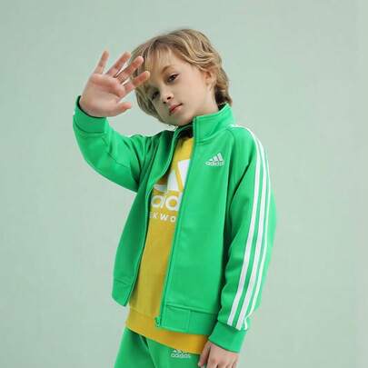  Adidas Kids' Spring/Autumn Three-Stripe Stand Collar Zip-Up Jacket For Boys