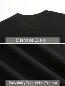 Playeras de Hombre, Top Casual Temporada Cálida, Ropa 100% Algodón Manga Corta, 180gsm, CR, Suave y Transpirable, Lavable a Máquina - Negro - Ver 9