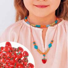 12/18 件草莓珠、草莓珐琅饰品 - 3D 透明亚克力草莓首饰配件，适用于 DIY 项链、手链制作 - 彩色 - 查看 4