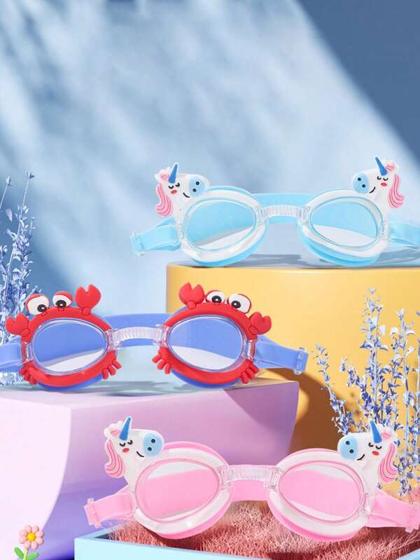 1pc Kids Animal Cartoon Anti-Fog High Definition Large Frame Swimming Goggles, Waterproof Anti-Fog HD Diving Mask Swimming Equipment, Suitable For Children Aged 3-16 For Swimming And Diving