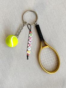 1pc Personalized Tennis Keychain, Miniature Real Tennis Ball/Racket Charm, Customized Tennis Lover Gift - Tennis Ornaments - View 6