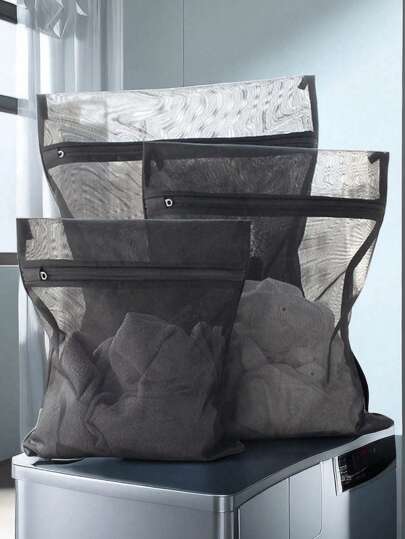 1 peça de protetor de lavagem de camisas e roupas íntimas de malha fina, saco de malha resistente para armazenamento de roupas sujas - protege as roupas de rugas e manchas na máquina de lavar - ótimo para grandes cargas de roupa - ótimo para lavanderia e uso doméstico (preto)