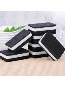 10 pezzi Spugne per lavare i piatti, spugne bicolore bianche e nere, spesse, per la pulizia in cucina, panni per piatti, protezione magica per tegami, forniture per cucina, bagno, casa