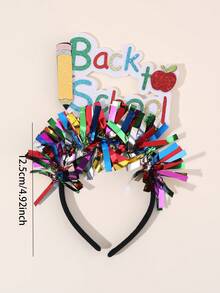 1pc Back To School Colorful Bling Hair Band,Pencil Apple Decoration Headband,Fashion Hair Accessories For Kids Toddlers Students Party Gifts - Multicolor - View 4