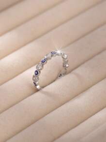 1 pieza Anillo estilo vintage con ojo de demonio de cobre y circonita cúbica, adecuado para adolescentes y uso diario, regalo para familia, amigos y compañeros de clase