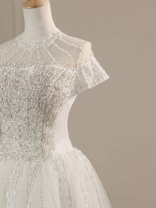 Vintage Spitze Hohlmuster Abendkleid, Palast-Stil Hochzeitskleid