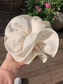 超大号褶皱发圈，法式发饰花朵，多色发圈，时尚大气的扎发绳，发饰。优雅简约的马尾辫发圈，家居卧室装饰 - 彩色 - 查看 5