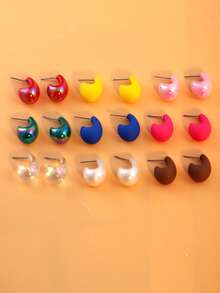 18 件多色水滴形时尚耳钉套装，女士珠宝