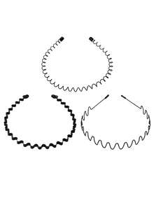4pcs Unisex Black Minimalist Elastic Anti-Slip Wavy Tooth Invisible Headband,Suitable For Outdoor Sports And Daily Wear - Black - View 19